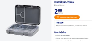 Dumil lunchbox in diverse kleuren voor €2,99 bij de Action