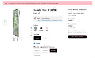Earn a Google Pixel 8 128GB 5G smartphone from Three as low as £616
