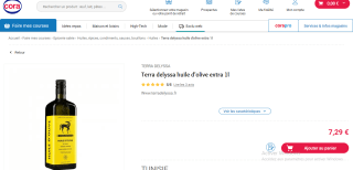 Terra delyssa huile d'olive extra 1l à 7,29€