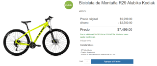 Bicicleta de Montaña R29 Alubike Kodiak por $7,999 en Costco