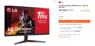 LG Monitor gaming 27MP60GP-B 27´´ FHD IPS LED 75Hz por 101,99€