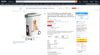 Curver Contenedor de comida pienso para mascotas con Ruedas 20 Kg/54 L por 39,99€