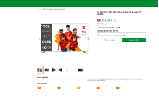 TV QLED 65" TCL 65C649 4K HDR Pro HDMI 2.1 por 555€
