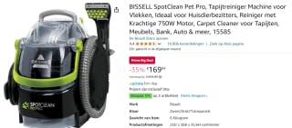 Bissell SpotClean Pet Pro Vlekkenreiniger voor €169,99 met Amazon Prime