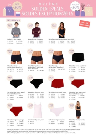 Solden met korting van 50% op heel wat myleneartikelen, kledij, make-up, allerlei...