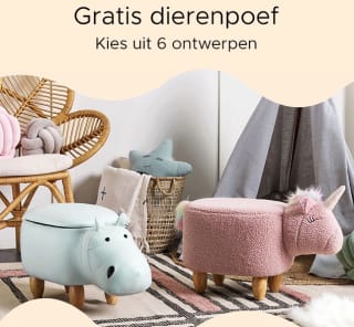 Gratis dierenpoef bij besteding vanaf €350 bij Beliani