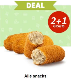 2+1 gratis op alle snacks bij Kwalitaria
