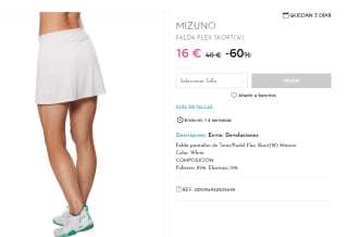 Falda Mizuno Flex Skort por 16€