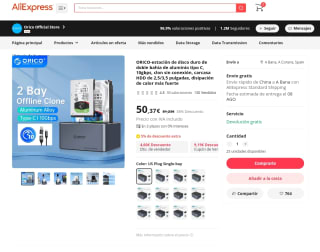 ORICO estación de disco duro doble bahía de aluminio tipo C 10gbps por 50,37€