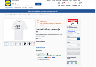 Camiseta Umbro de Mujer por solo 5,50€
