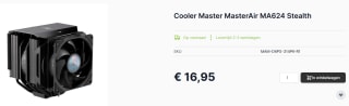 CoolerMaster MasterAir MA624 Stealth - Koeler voor processor voor €16,95 bij Caps