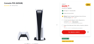 Consola PS5 (825GB) + Tarjeta Prepago PlayStation Store de 20 Euros por 429€