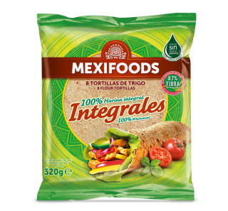 4 MEXIFOODS tortillas de trigo integrales bolsa 8 unidades 320 gr por solo 3,97€