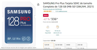 SAMSUNG Pro Plus Tarjeta SDXC 128GB por $336
