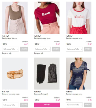 Recopilación de ropa marca Naf Naf desde 4€