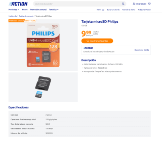 Tarjeta microSD Philips 128 GB por solo 9,99€