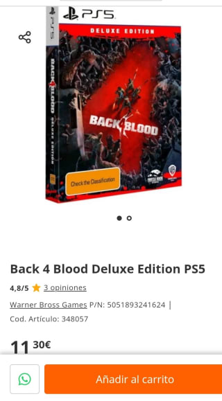 Back 4 Blood Deluxe Edition PS5 por 11,30€.