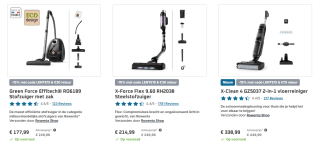 15% extra korting naast tot €100 casback op geselecteerde producten bij Rowenta