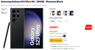 Samsung Galaxy S23 Ultra, 8GB ram, 256GB opslag Zwart voor €1.065,92 bij Bol.com