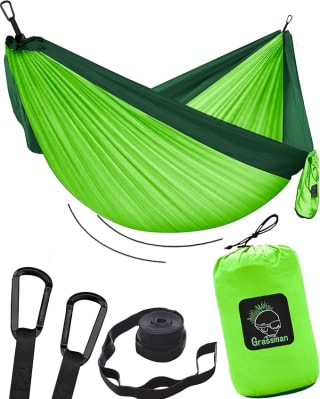 Hamaca de camping doble y individual portátil hamaca con correas de árbol por 14,92€