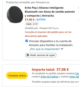 Pack 2 Echo Pop Echo Pop Altavoz inteligente por 37,98€