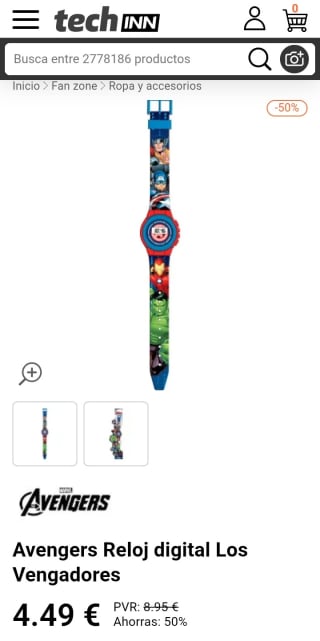Reloj Digital Avengers los Vengadores por 4,49€.