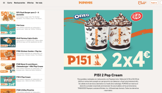 2 Pop Cream Oreo o Kit Kat a tan solo 4€ en pedidos en restaurante y Auto en Popeyes