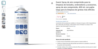 Spray de aire comprimido para limpieza teclados 400ml por 2,29€