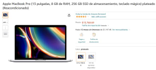 Apple MacBook Pro 13" Reacondicionada a $13,769 en Amazon