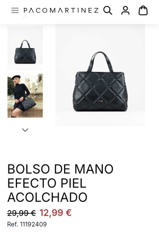 Bolso de mano.efecto piel acolchado por 12,99€.