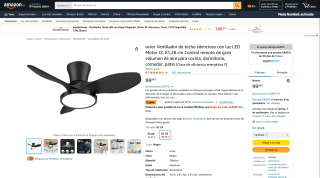 Ocioc Ventilador de Techo Silencioso con Luz LED Motor CC por 49,99€