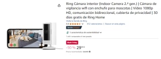 Ring Cámara interior (Indoor Camera 2.ª gen.) | Cámara de vigilancia wifi con enchufe para mascotas | Vídeo 1080p HD, comunicación bidireccional, cubierta de privacidad | 30 días gratis de Ring Home por 29.99€