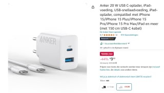 Anker 20 W USB C-oplader voor €9,99 bij Amazon