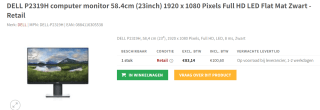 Dell P2319H monitor voor €100,43 bij Redshell