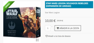 Juego de Mesa Star Wars Legión: Soldados Rebeldes por 10€
