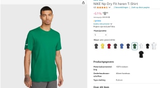Nike T-shirt Nike Park Tee voor €8,95 bij Amazon