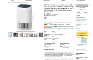 Purificador de Aire con filtro HEPA H13 CADR 170m³/h 99.97% por solo 39,99€