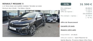 Renault Megane 5 à 31.590€
