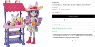 Enchantimals City Tails Mercado de productores de Becker Bunny y Swoosh Muñeca con mascota conejo con tiendas de juguete y +35 accesorios por 15€