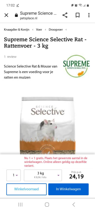 science selective knaagdierenvoer 1 +1 gratis
