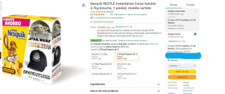Nesquik NESTLÉ Instantáneo Cacao Soluble 2.7kg + gorra oficial Star Wars por 13,45€