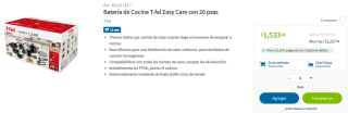 Batería T-Fal Easy Care 20 pzas or $1,533 en Sam's Club