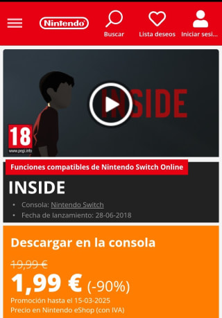 Inside Nintendo Switch por 1,99€.