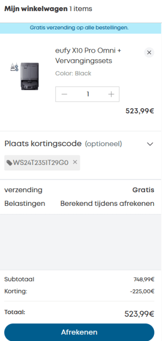 eufy X10 Pro Omni robotstofzuiger + Vervangingssets voor €523,99 dmv code bij Eufy