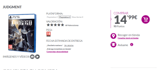 Videojuego Judgment PS5 por 14,99€