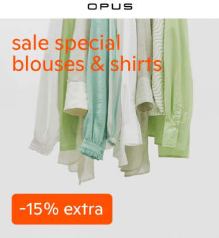 15% extra korting op afgeprijsde shirts en blouses bij OPUS