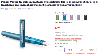 Parker Vector XL vulpen medium penpunt voor €13,39 bij Amazon.nl