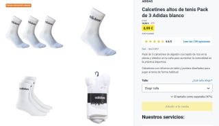 Adidas Pack 3 calcetines altos tenis por 6,99€