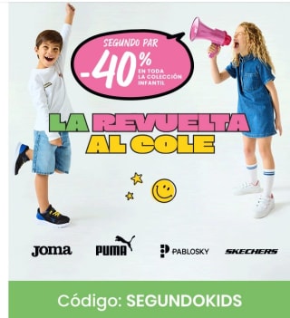 40% desuento en la segunda unidad de kids