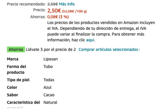 3 Liposan Original de 4,8g bálsamo labial de cuidado intensivo por 4,76€